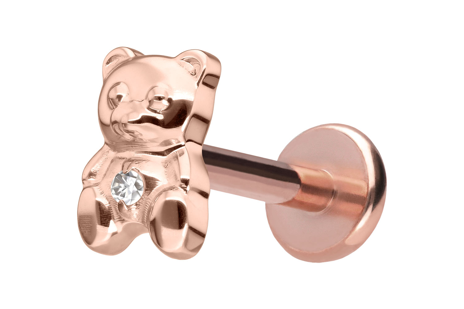 Titan Labret Piercing mit Push Fit TEDDYBÄR